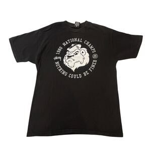 Vintage Stussy T Shirt Medium Black National Champs Lion Nothing Could Be Finer